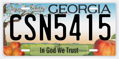 GA license plate CSN5415
