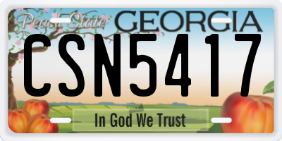 GA license plate CSN5417