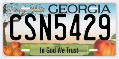 GA license plate CSN5429