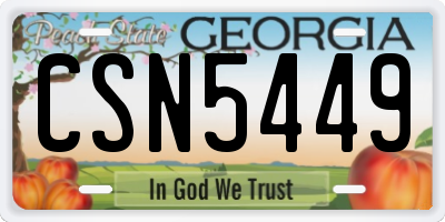 GA license plate CSN5449