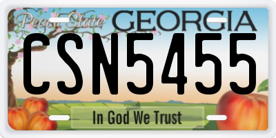 GA license plate CSN5455
