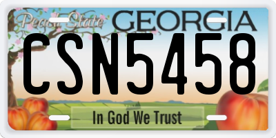 GA license plate CSN5458