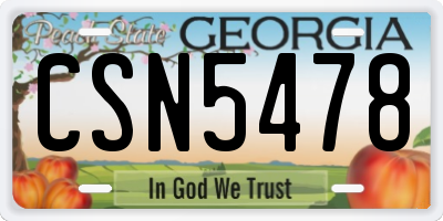 GA license plate CSN5478