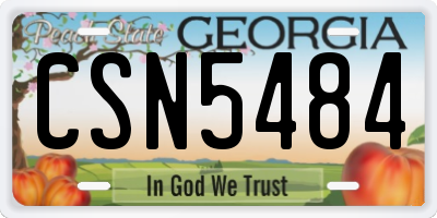 GA license plate CSN5484