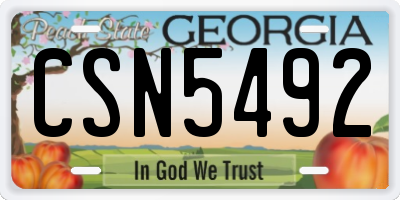GA license plate CSN5492