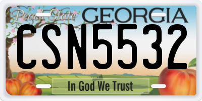 GA license plate CSN5532