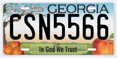 GA license plate CSN5566