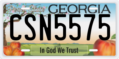 GA license plate CSN5575