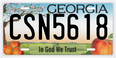 GA license plate CSN5618