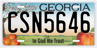 GA license plate CSN5646