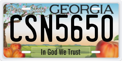 GA license plate CSN5650