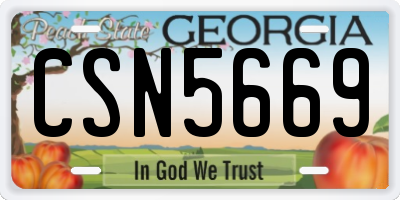 GA license plate CSN5669