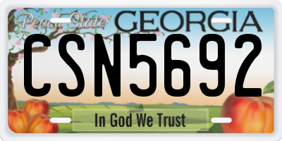 GA license plate CSN5692