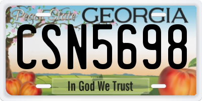 GA license plate CSN5698