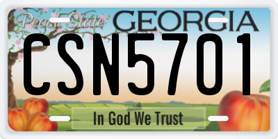 GA license plate CSN5701