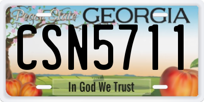 GA license plate CSN5711