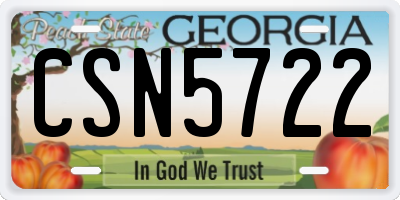 GA license plate CSN5722