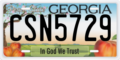 GA license plate CSN5729