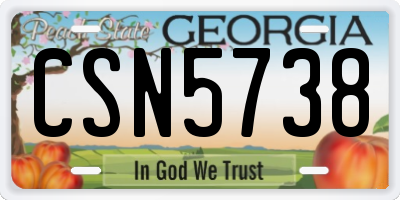 GA license plate CSN5738
