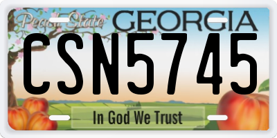 GA license plate CSN5745