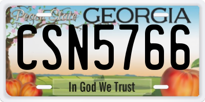 GA license plate CSN5766