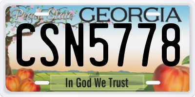 GA license plate CSN5778