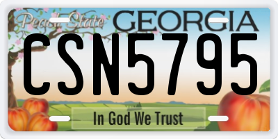 GA license plate CSN5795