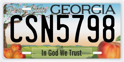 GA license plate CSN5798
