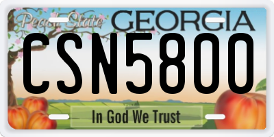 GA license plate CSN5800