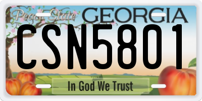 GA license plate CSN5801