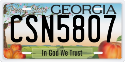 GA license plate CSN5807