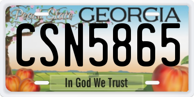 GA license plate CSN5865