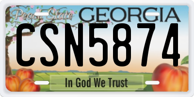 GA license plate CSN5874