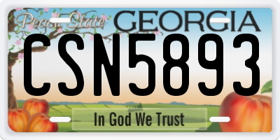 GA license plate CSN5893