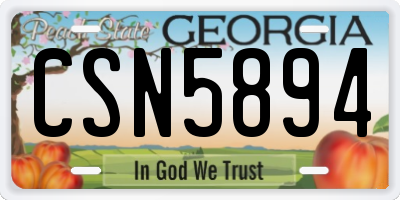 GA license plate CSN5894