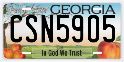 GA license plate CSN5905