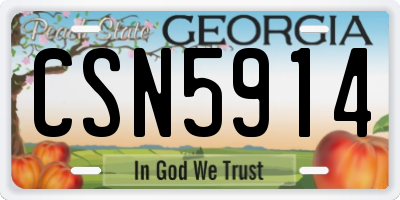 GA license plate CSN5914