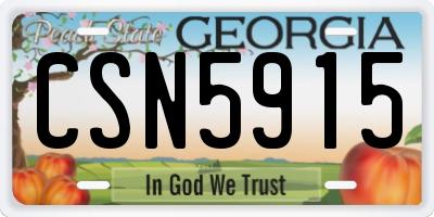 GA license plate CSN5915