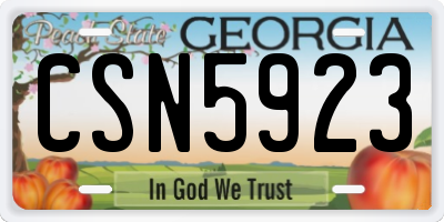 GA license plate CSN5923