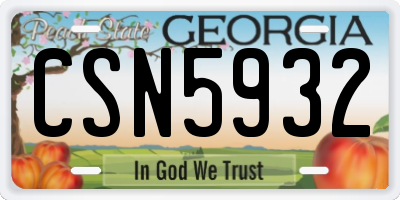 GA license plate CSN5932