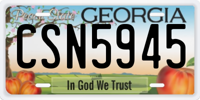 GA license plate CSN5945