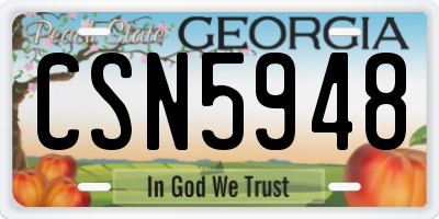 GA license plate CSN5948