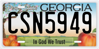 GA license plate CSN5949