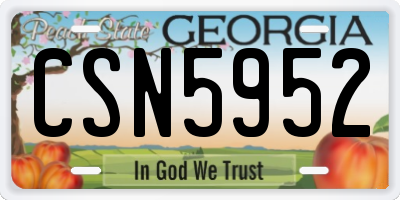 GA license plate CSN5952