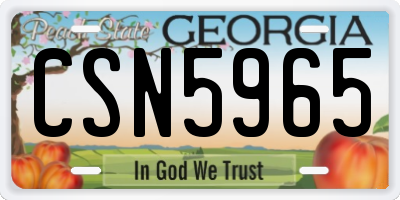 GA license plate CSN5965