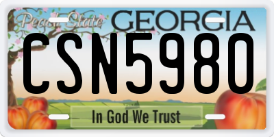 GA license plate CSN5980