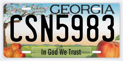 GA license plate CSN5983