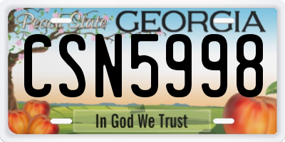 GA license plate CSN5998