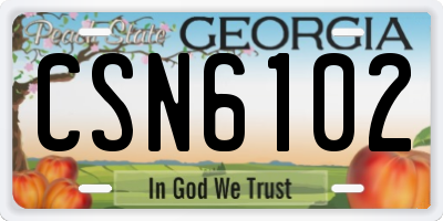 GA license plate CSN6102