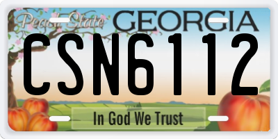 GA license plate CSN6112